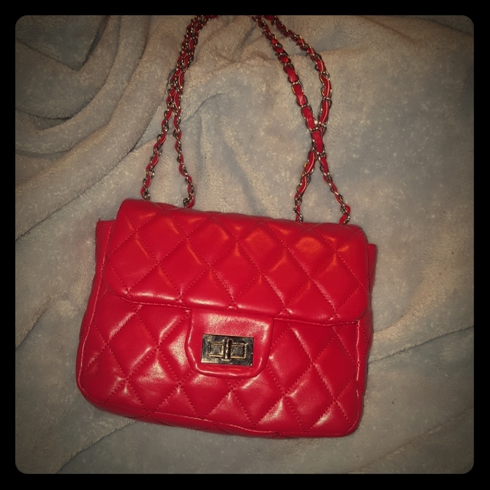 NWT red quilted purse